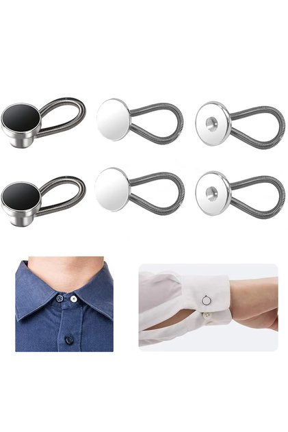 6 PCS 6 PCS/Set Metal Elastic Collar Extenders Button 10MM Extender Neck Extenders For Shirt Dress C