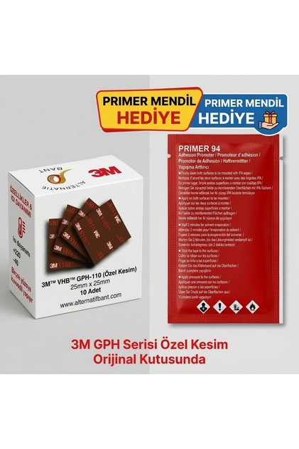 VHB Çift Taraflı Bant 25mm (10 Adet) - Isıya ve Suya Dayanıklı Araç, Ayna, Banyo, Mutfak Bandı