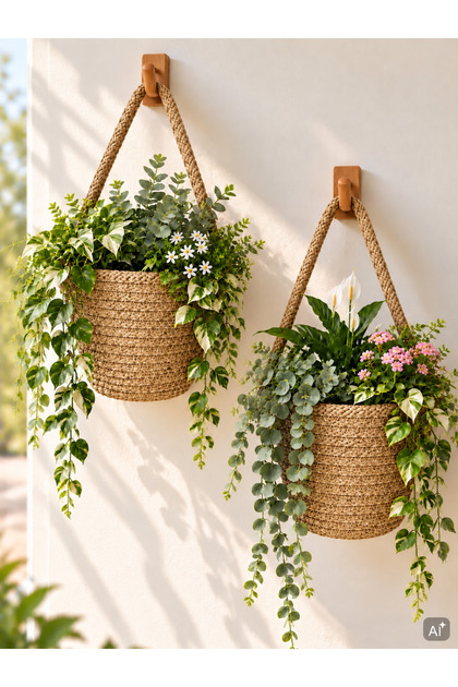 Coș decorativ 2 buc. Mini coș cu flori 12X10 cm PLANTELE ȘI APARATELE DE URZIRE NU INCLUSI