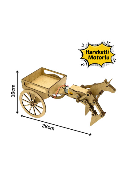 - Robomakerlab - Horse Carriage Robot Movable Wooden Mdf Educational DIY Stem Science Kit