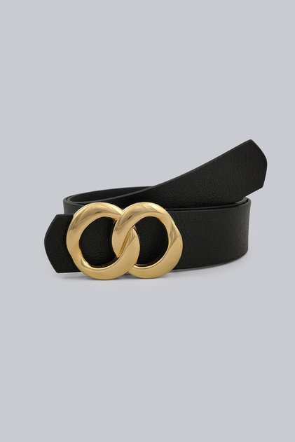 Infinity Gold Buckle Black Women's Belt 3.5 cm