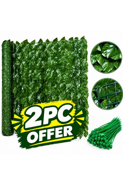Gard decorativ cu frunze artificiale 300 x 50 cm 2 buc