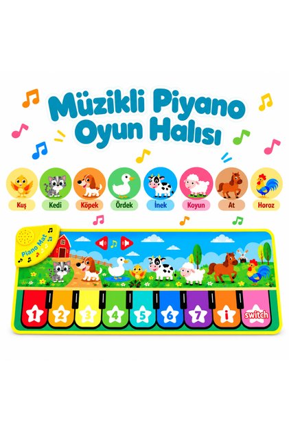Dokunmatik Müzikli ve Işıklı Bebek Piyano Oyun Halısı