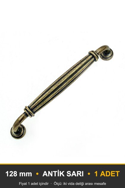 Kardelen Antique Yellow 128 mm Handle Luxury Country Kitchen Furniture Cabinet Drawer Handle