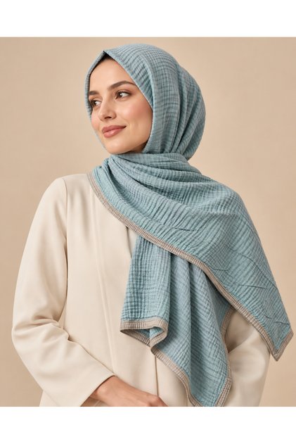 Mısırlı Eşarpları Biyeli Müslin Düz Renk Eşarp 100x100cm - Leylak