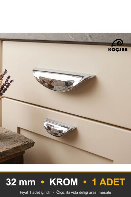 Leaf Chrome 32 mm Handle Luxury Country Kitchen Furniture Cabinet Drawer Handle