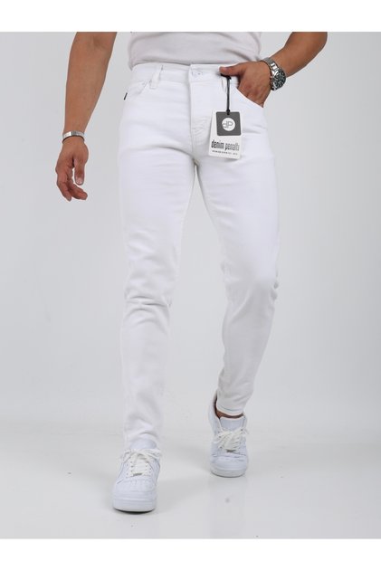 Men's Slim Fit Slim Fit 5-Pocket Stretch White Pants