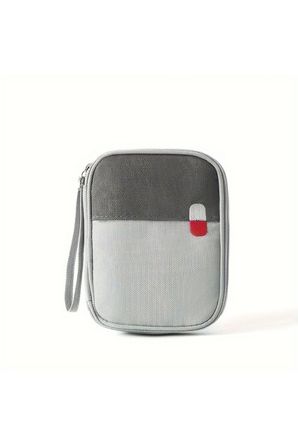 Light Grey Mini Medicine Organizer Bag Outdoor First Aid Kit Portable Travel Storage Sack Emergency