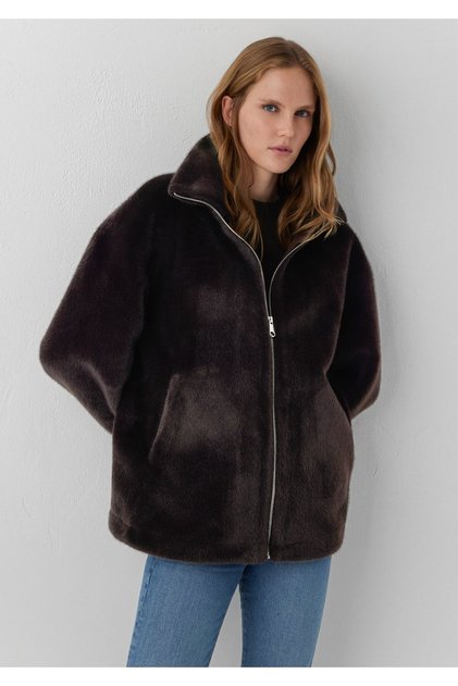 Brown Faux Fur Jacket Oversize / Wide Cut 1110597-70219