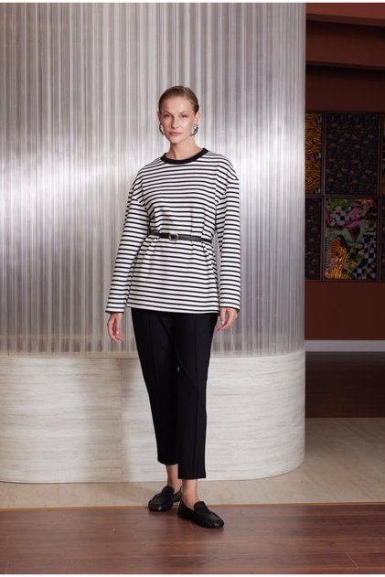 5540 Belted Basic Sweatshirt Pants Set