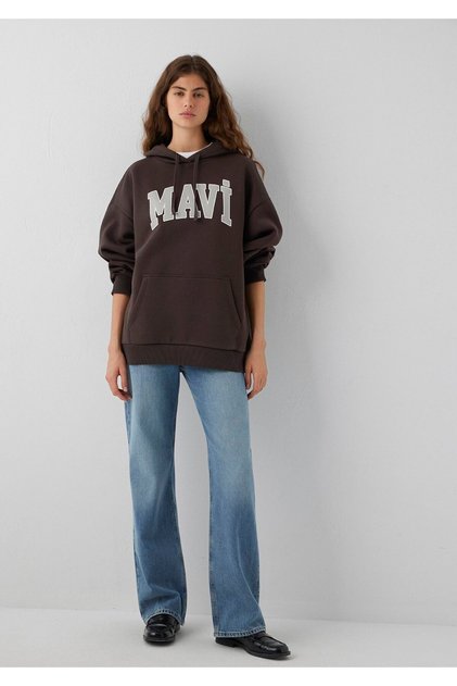 Logo Printed Hooded Brown Sweatshirt 1600361-70240