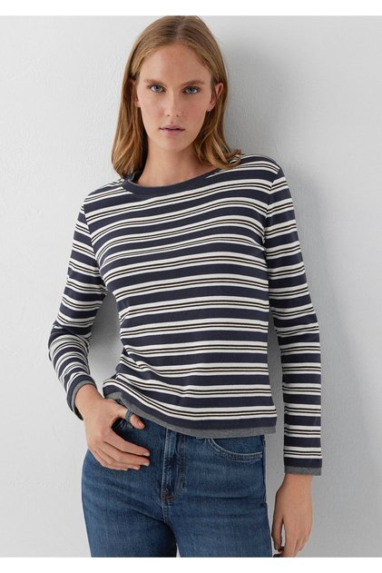 Long Sleeve Striped T-Shirt Fitted / Bodycon Cut 1620174-91600