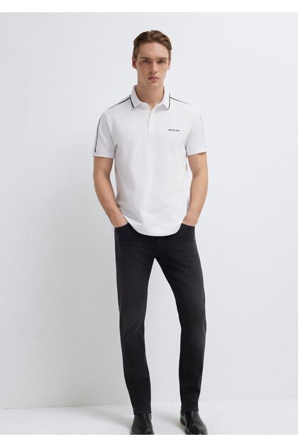 Black White Polo T-Shirt Regular Fit / Normal Cut 0611838-620