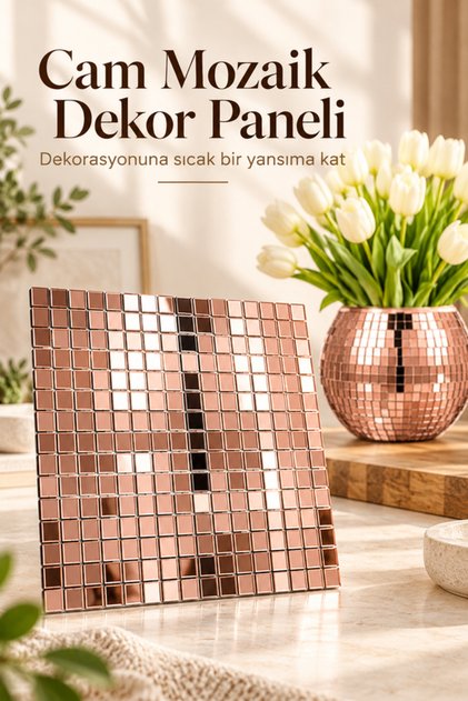 Square Bronze Glass Mosaic Coffee Table Panel Tiles Stickers Handcrafted Square Glass Self Adhesive