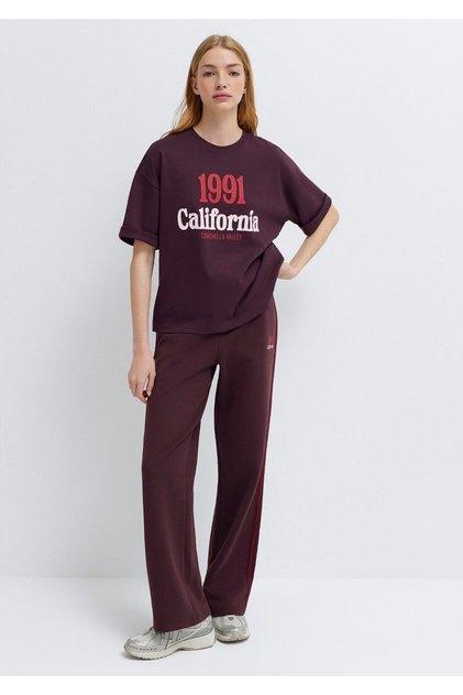 California Printed Burgundy T-Shirt Loose Fit / Comfortable Fit 1613913-70223