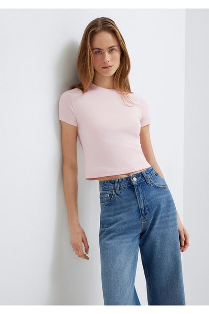 Pink Basic Crop T-Shirt Crop / Short Cut 1600814-89200