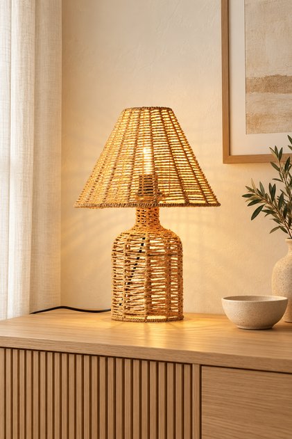 Mateo İpli Rattan Hasır Abajur