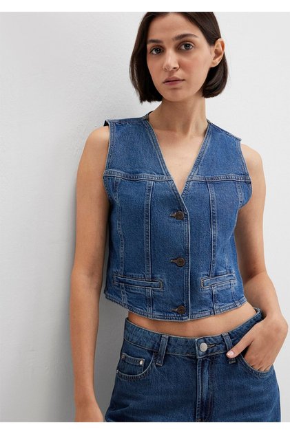 Merlin All Blue Dark Blue Jean Vest Fitted / Fitted Cut1110265-85670