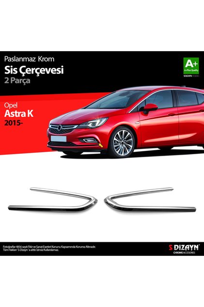 S-Dizayn Opel Astra K ile Uyumlu HB Krom Sis Farı Çerçevesi 2 Prç 2015-2022