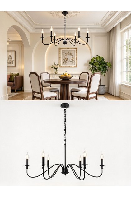 Farmhouse Chandeliers for Dining Room 6 Light Vintage Chandelier Light Fixtures Hanging Industrial Kitchen Chandelier Lighting Fixtures for Dining Room Over Table Bedroom Foyer Bulb not Included