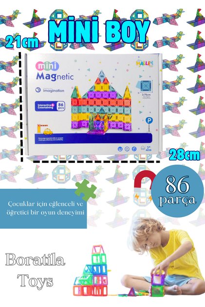 Magnetic Building Blocks – Colorful 3-Dimensional 86-Piece Magnetic Block Mini Play Set for Children
