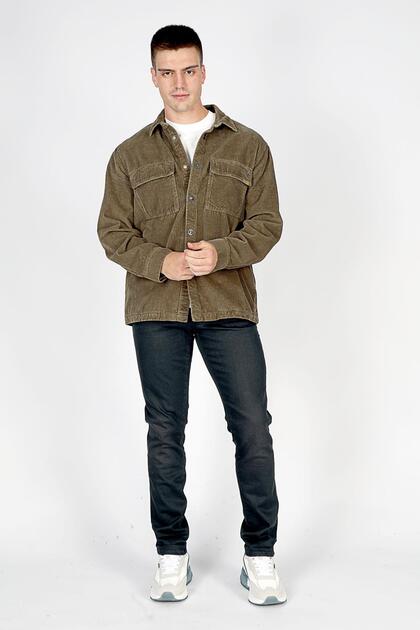 Lukas Men's 100% Cotton Velvet Jacket, Khaki