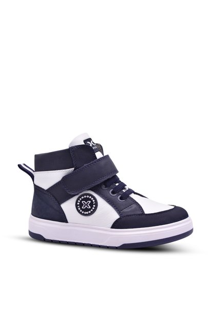 Albert Boy's Genuine Leather Single Velcro Navy Blue Boots