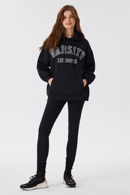 Carla Women's 100% Cotton Hooded Sweatshirt, Black
