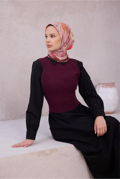 وشاح حريري بنمط زهور البودرة 100% من التويل 4219 - 34