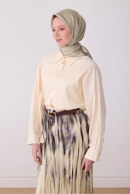 Beige Classic Pattern 100% Twill Silk Scarf 4305 - 82