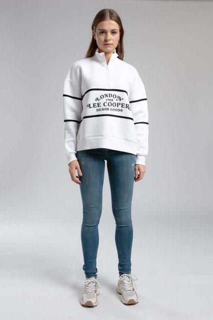 Grace women's stand-up collar sweatshirt, white.