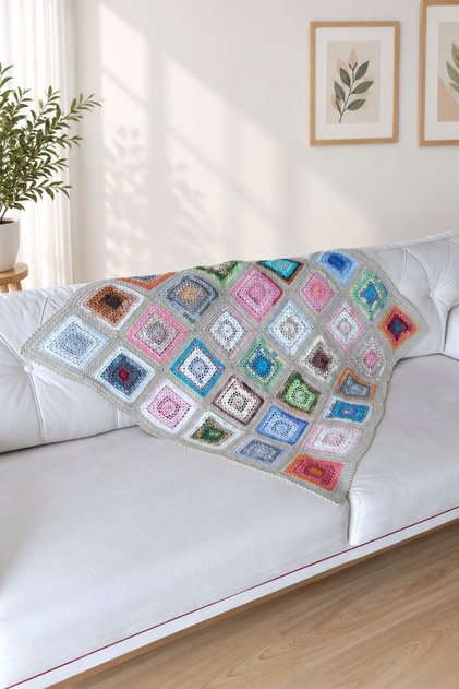 Spring - Hand Knitted Sofa Shawl & Knee Blanket & TV Blanket
