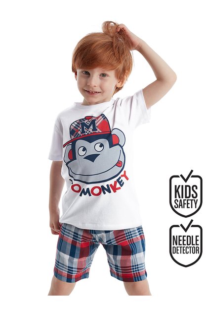 Monkey Plaid Boy's T-shirt Shorts Set