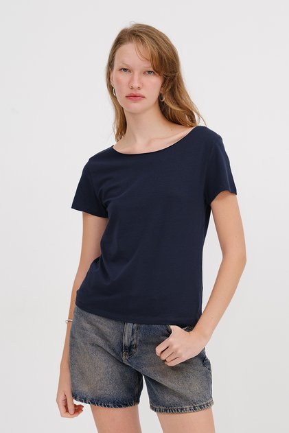 Boat Neck Basic T-Shirt P1805