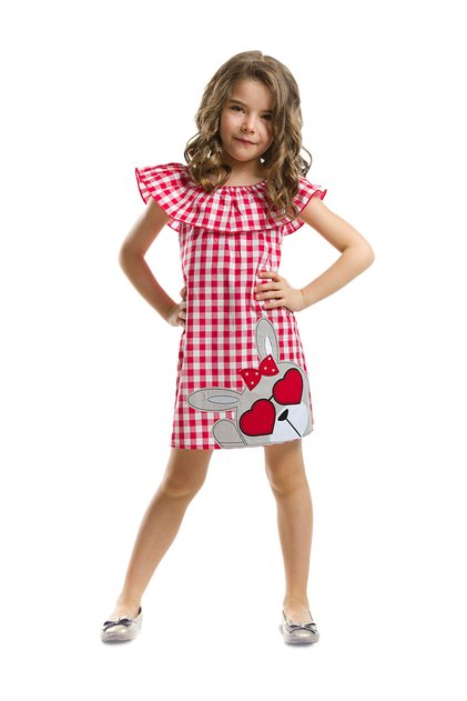 Girl's Plaid Summer Dress with Heart Glasses