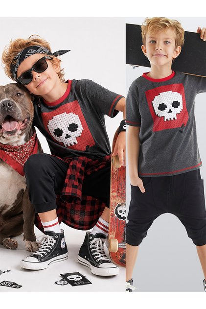 Skull Boy T-shirt Capri Shorts Set