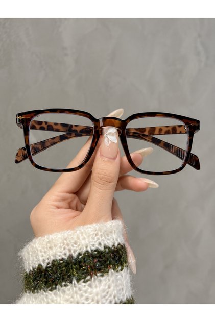 Leopard 53 Ekartman Square Bone Transparent Women Men Unisex Blue Light Protection Screen Goggle Glasses