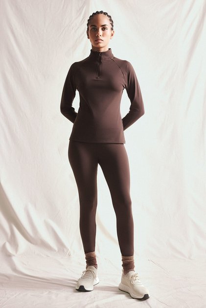 Warmtech Warmtech Recovery High Waist Soft Fleece Inside Waist Hugging Basic Sports Leggings W8206Az25