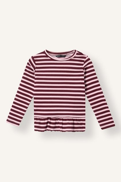 Relax Fit Crew Neck Striped Ruffle Long Sleeve T-Shirt Baby Girl I5091A526Au