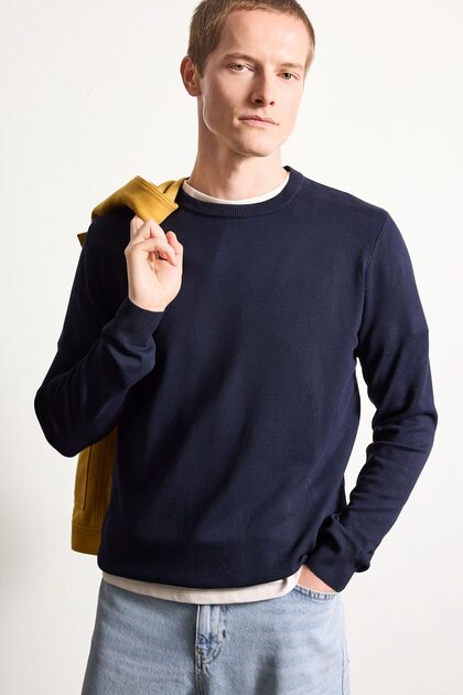 Regular Fit Crew Neck Basic Knit Sweater A5268Ax25Au