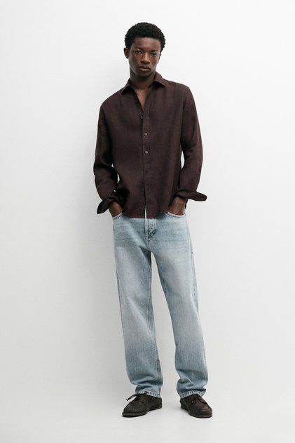 %100 keten slim fit gömlek