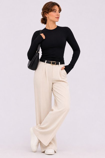Women's Long Sleeve Finger-Through Stretch Fabric Combed Cotton Bodysuit