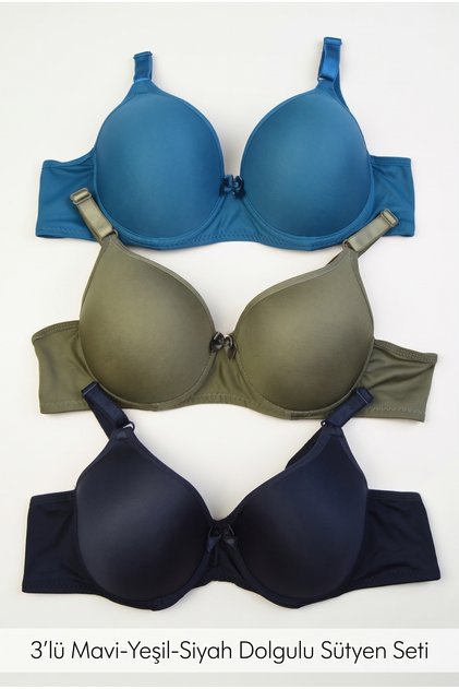Padded Bra with Support 3 Pieces (Blue Green Black)