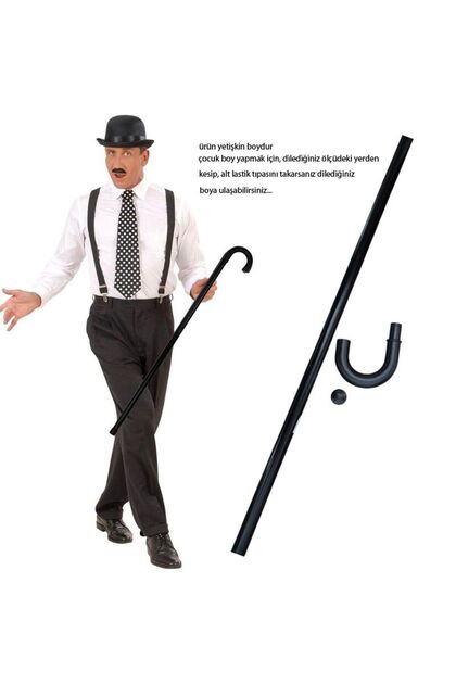 Plastik 3 Parça Charlie Cahapline İhtiyar Bastonu 83 Cm Halloween Gösteri