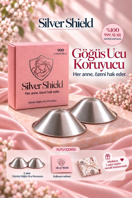 Gümüş Kaplama Göğüs Ucu Koruyucu Kapak