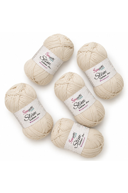 Slim Cotton Plus 5-Piece Candy White Hand Knitting Yarn