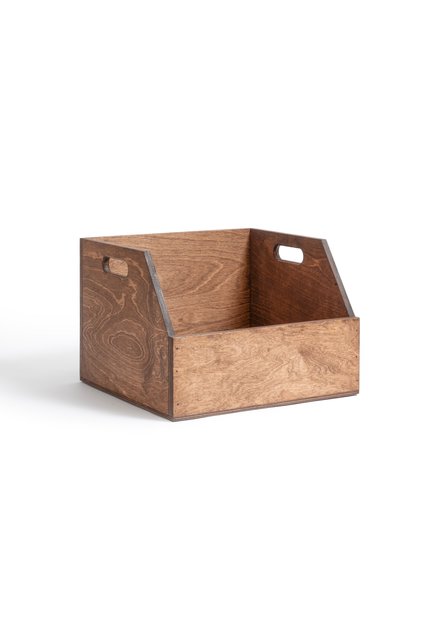 Natural Wooden Lp Record Box 12" Dark Walnut Color - Organizer Box - Natural Wooden Lp Record Box 12"