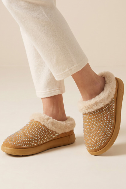 Women's Suede Fur-Lined House Slippers with Soft Soles - Plush Casual Comfort Slippers