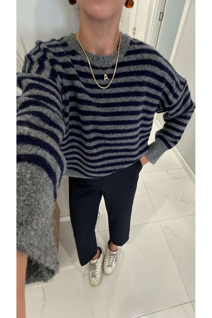 Motre Charcoal Grey Striped Sweater