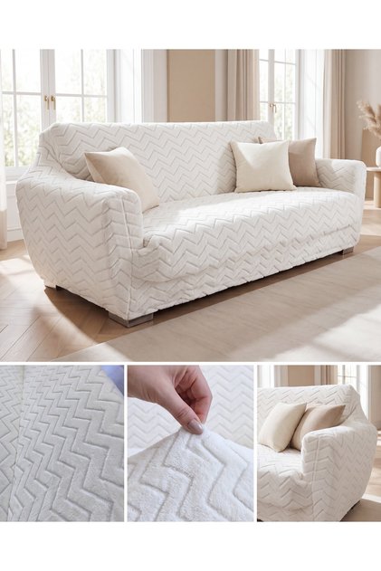 Welsoft Fabric Sofa Cover Seat Cover Stretchy Washable 3 Seater One Piece Sofa Cover Soft Animal Friendly